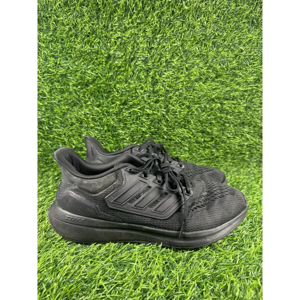 Adidas EQ21 Run Mens Size 9.5 Triple Black Athletic Trail Running Shoes Sneakers